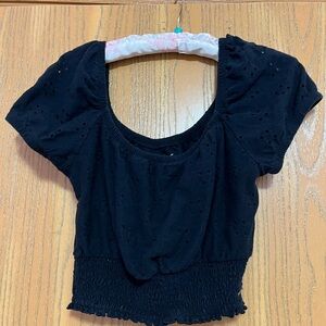 Hollister Black Multi-Way Off/On-The-Shoulder Cropped Blouse
